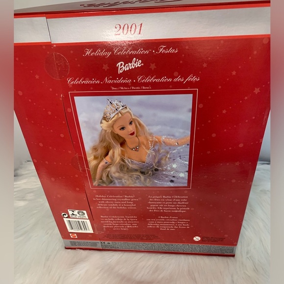 Collectable Barbie 2001 Festive Doll in Silver and Red Gown - Picture 7 of 7